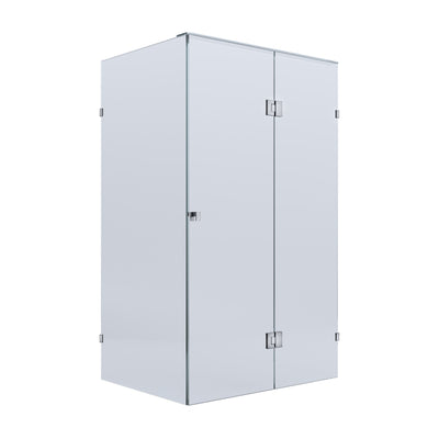 BELLA VISTA VALENTINA FRAMELESS PIVOT FRONT AND RETURN PANEL SHOWER SCREEN BRUSHED SILVER
