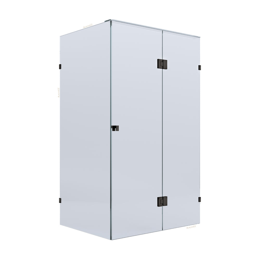 BELLA VISTA VALENTINA FRAMELESS PIVOT FRONT AND RETURN PANEL SHOWER SCREEN GUN METAL