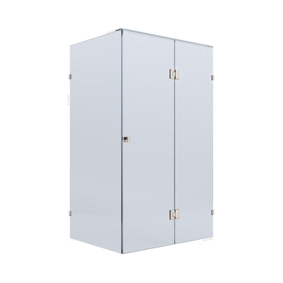 BELLA VISTA VALENTINA FRAMELESS PIVOT FRONT AND RETURN PANEL SHOWER SCREEN BRUSHED NICKEL