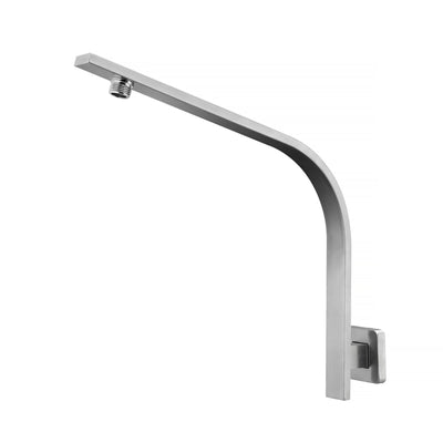 AQUAPERLA SQUARE GOOSENECK WALL SHOWER ARM 370MM BRUSHED NICKEL