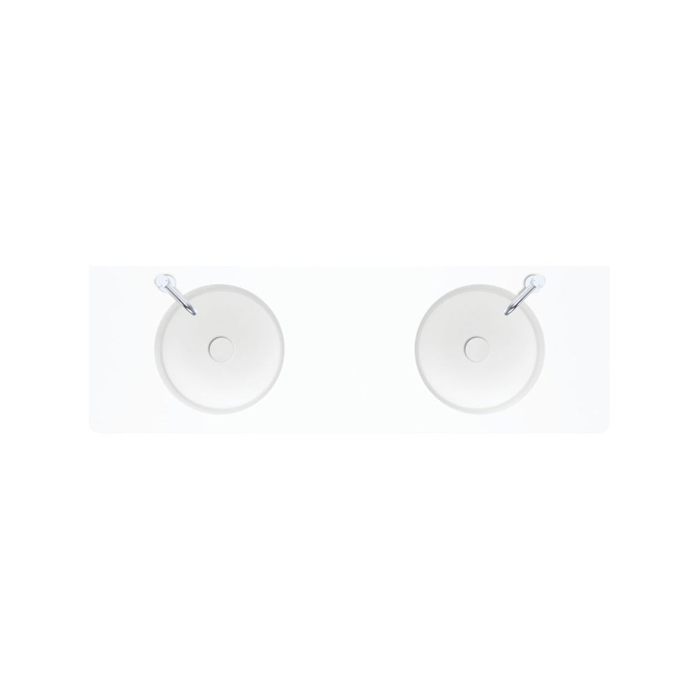 FIENZA ENCANTO SOLID SURFACE WALL HUNG BASIN WITH TAPHOLE MATTE WHITE 1400MM