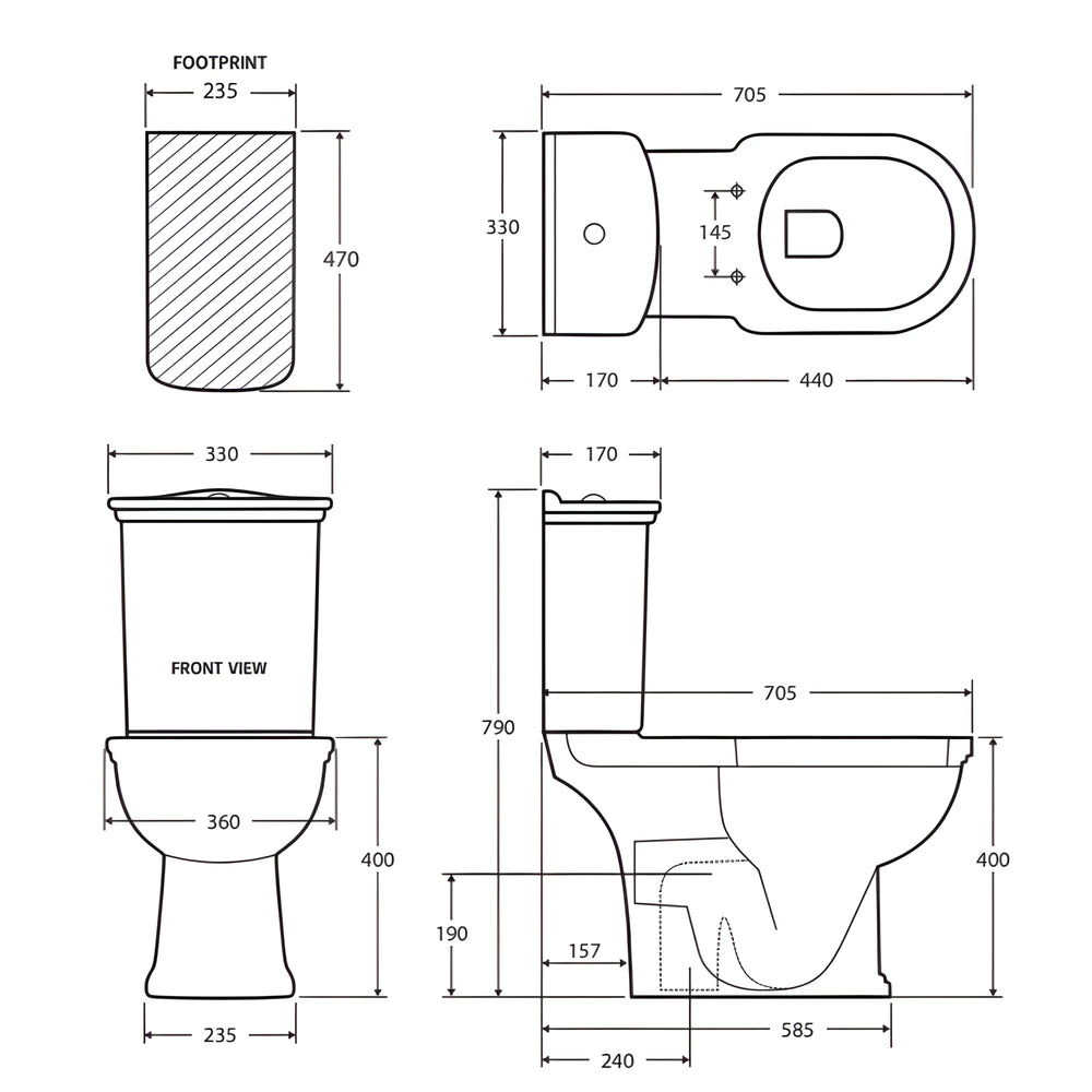 RAK CERAMICS WASHINGTON CLOSE COUPLED TOILET SUITE ALPINE WHITE WITH S-TRAP