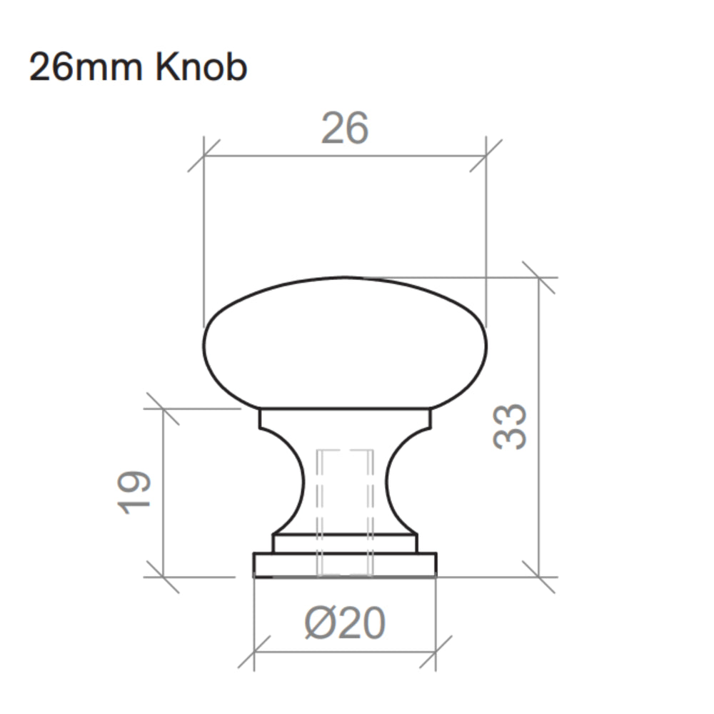 TIMBERLINE ROUND KNOB HANDLE 26MM BLACK