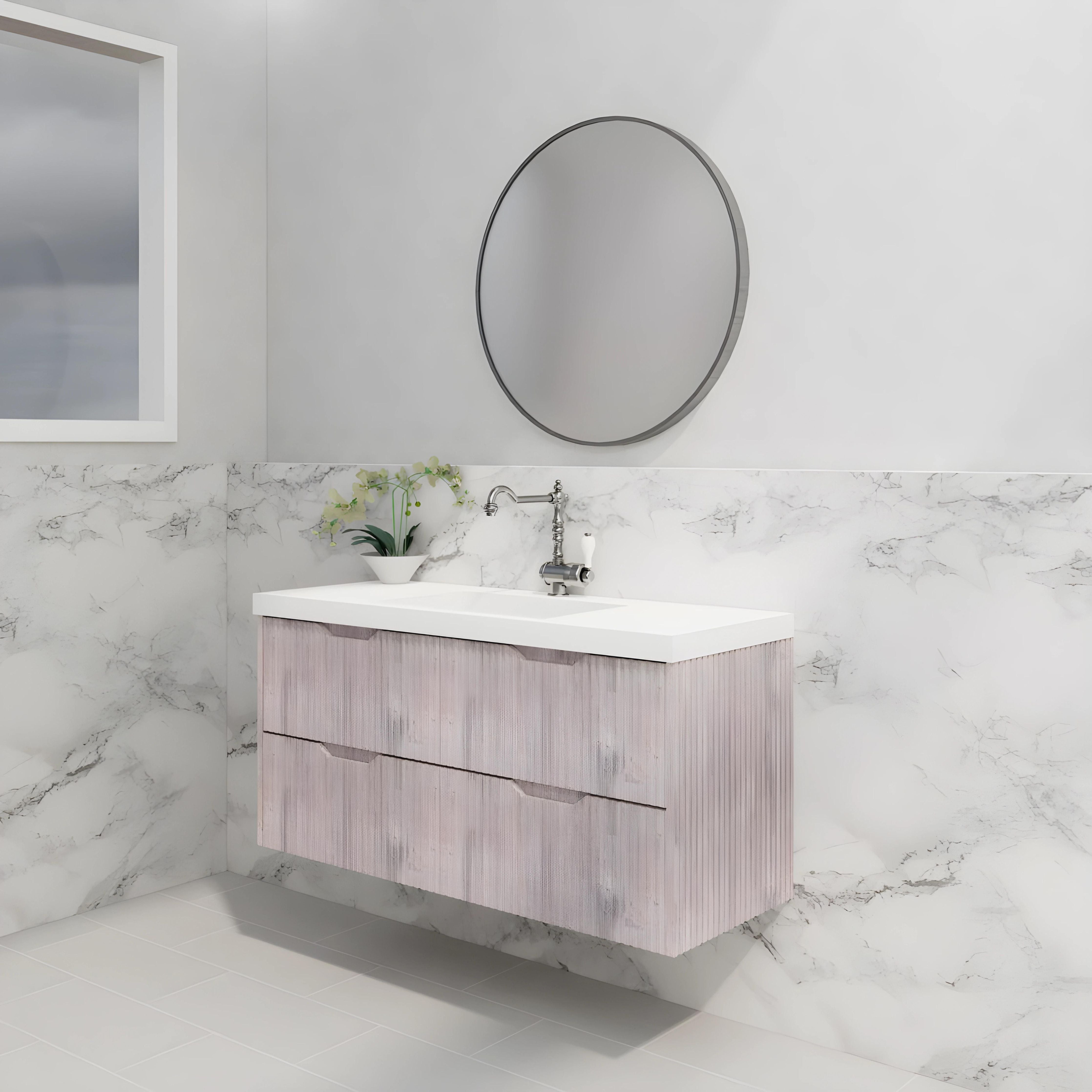 RIVA BALI WHITE OAK 1200MM SINGLE BOWL WALL HUNG VANITY