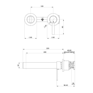 PHOENIX LEXI MKII SWITCHMIX WALL BASIN MIXER SET 200MM CHROME