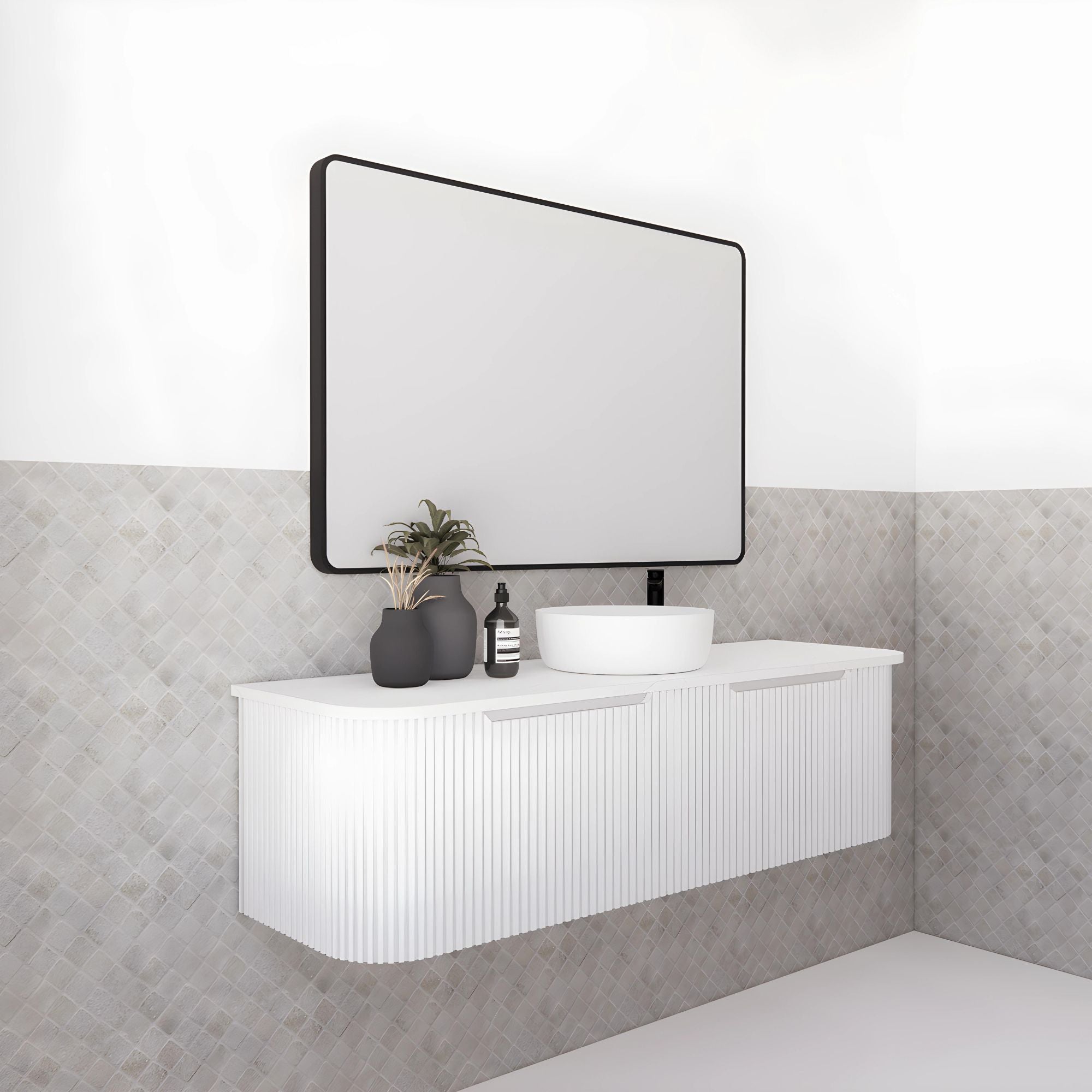 RIVA BERGEN MATTE WHITE 1500MM SINGLE BOWL WALL HUNG VANITY