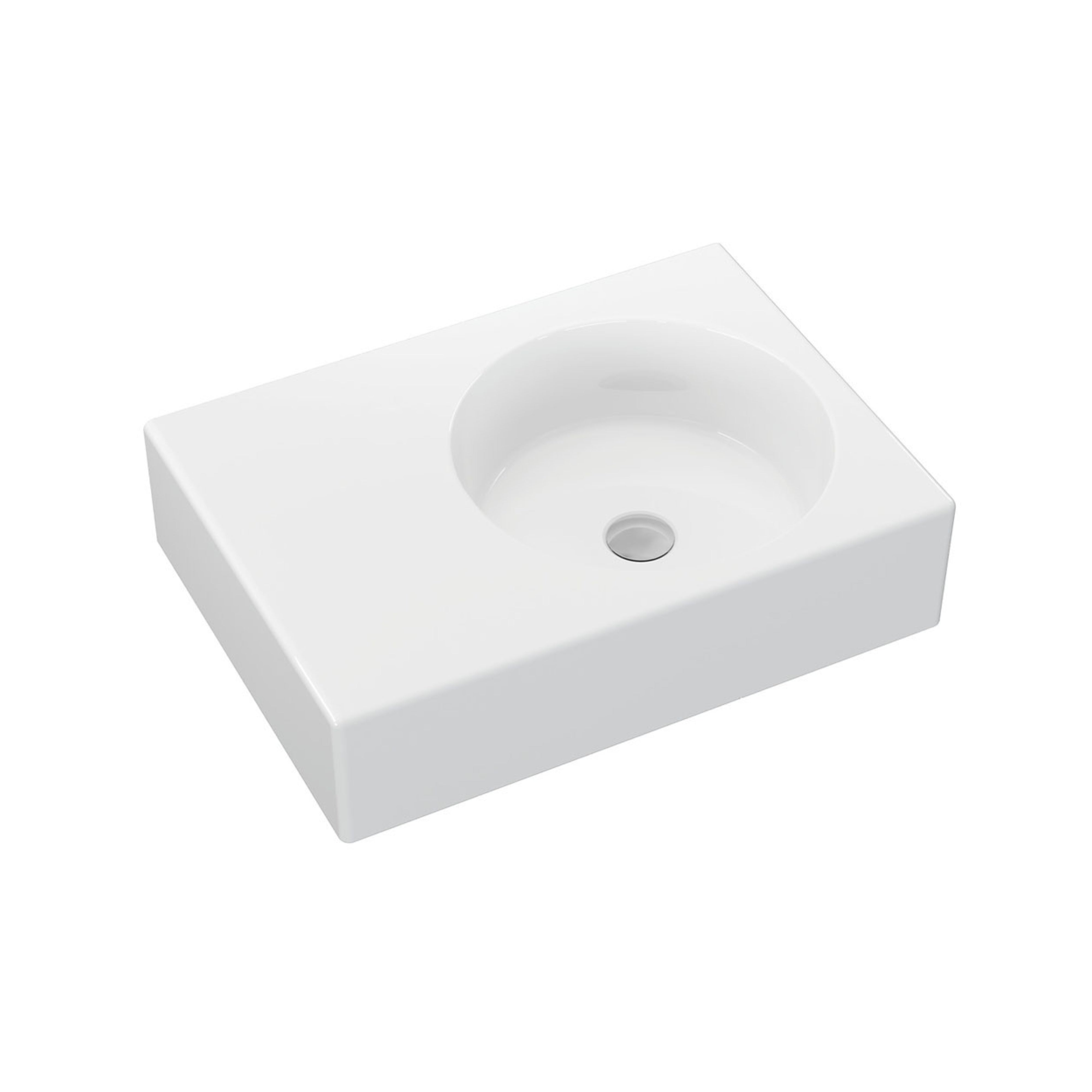 FIENZA REBA WALL HUNG RIGHT-HAND BASIN GLOSS WHITE 600MM