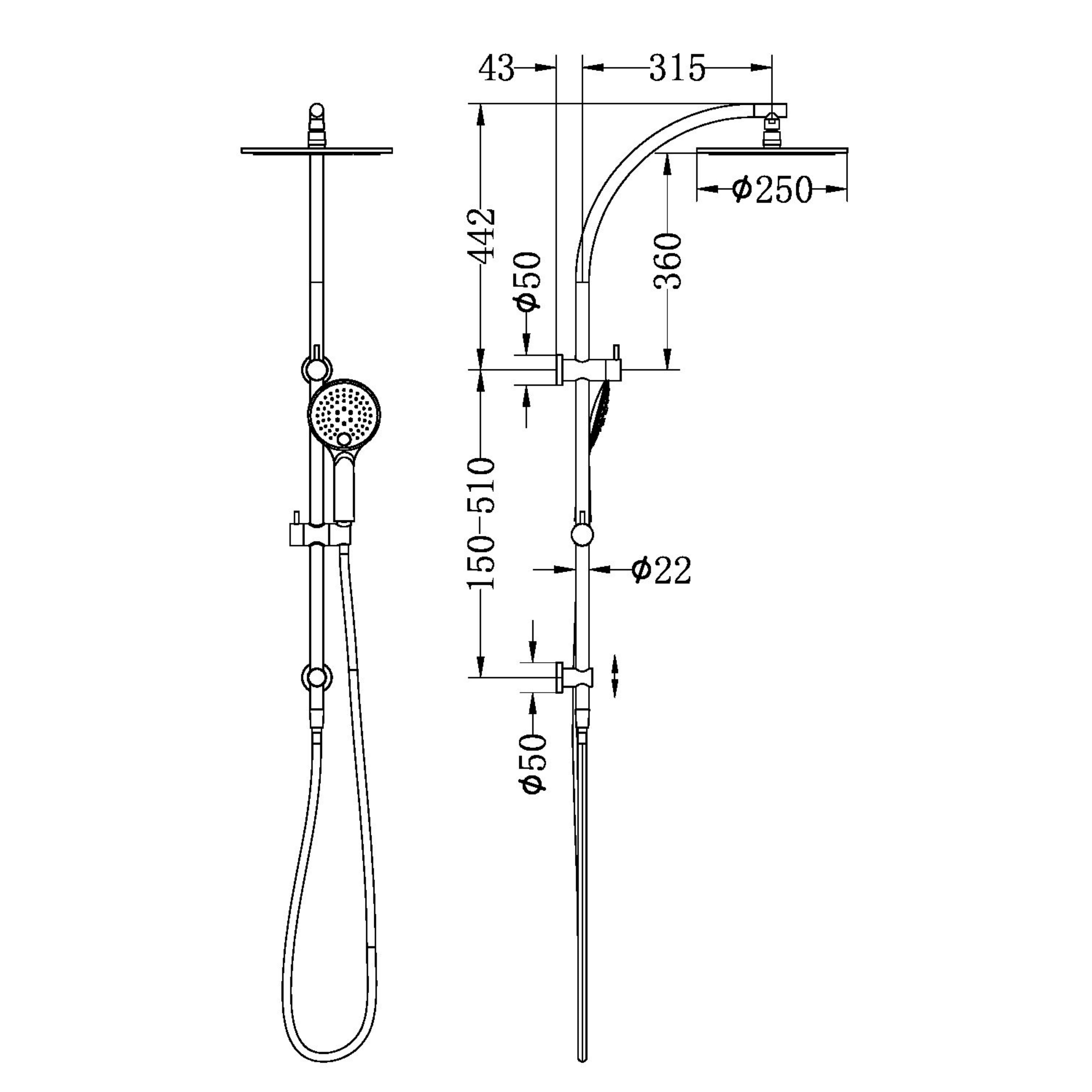 NERO DOLCE TWIN SHOWER GUN METAL