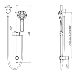 PHOENIX PINA RAIL SHOWER 644MM BRUSHED NICKEL