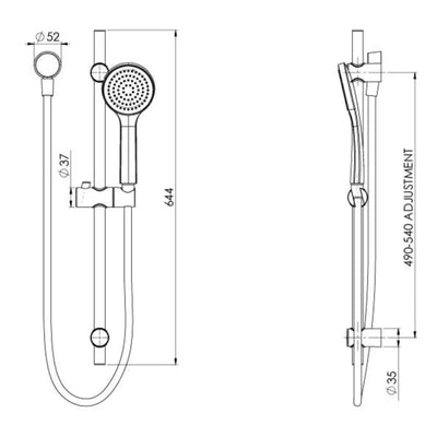 PHOENIX PINA RAIL SHOWER 644MM BRUSHED NICKEL