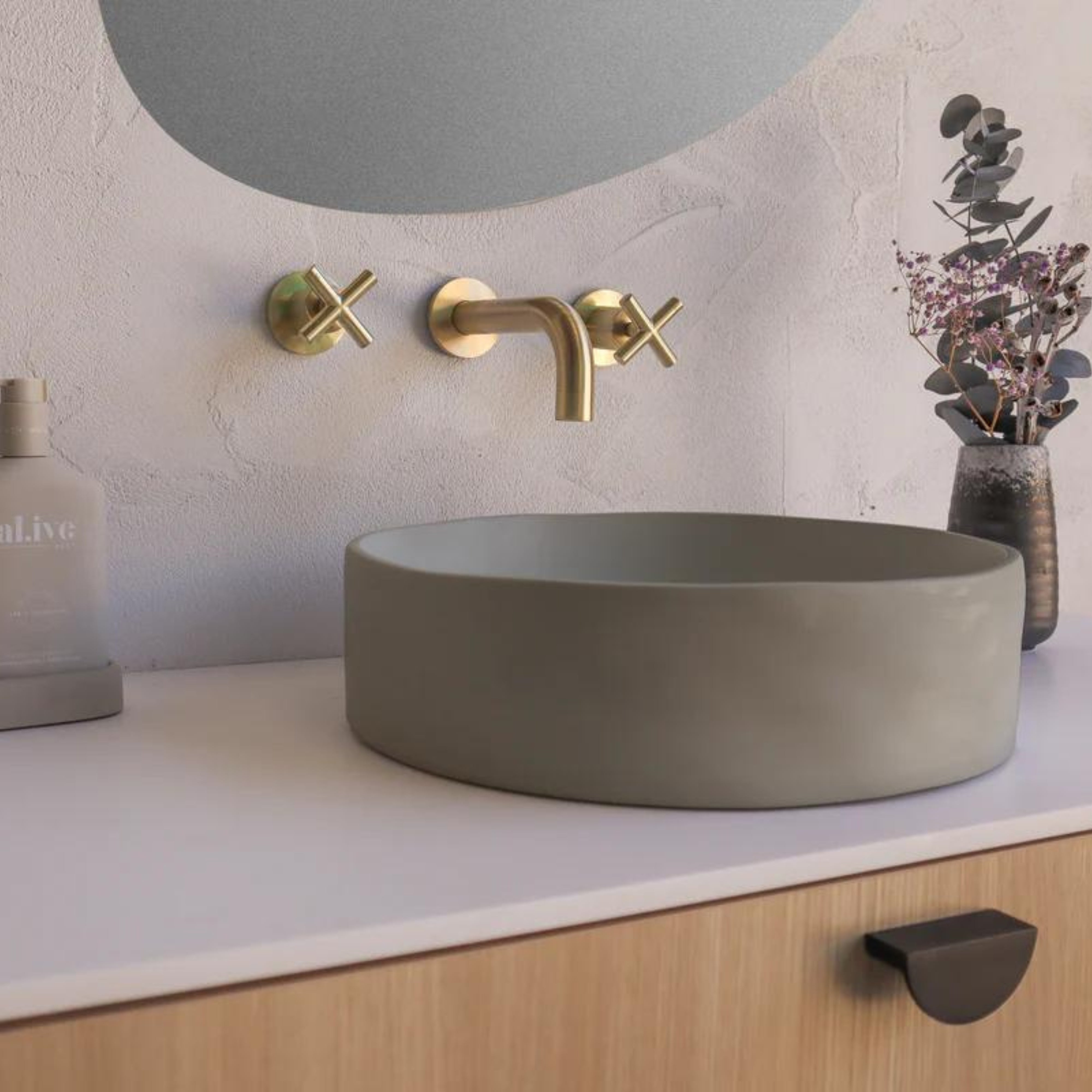 NOOD CO CONSCIOUS RANGE SLIP ABOVE COUNTER / WALL HUNG BASIN SKY GREY 380MM
