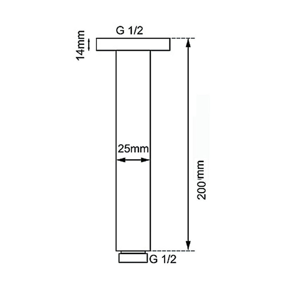 AQUAPERLA ROUND CEILING SHOWER ARM 200MM BRUSHED BRASS