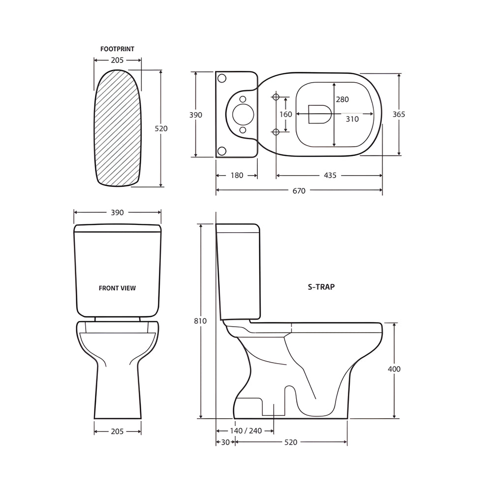 FIENZA RAK LIWA CLOSE COUPLED TOILET SUITE ALPINE WHITE WITH S-TRAP