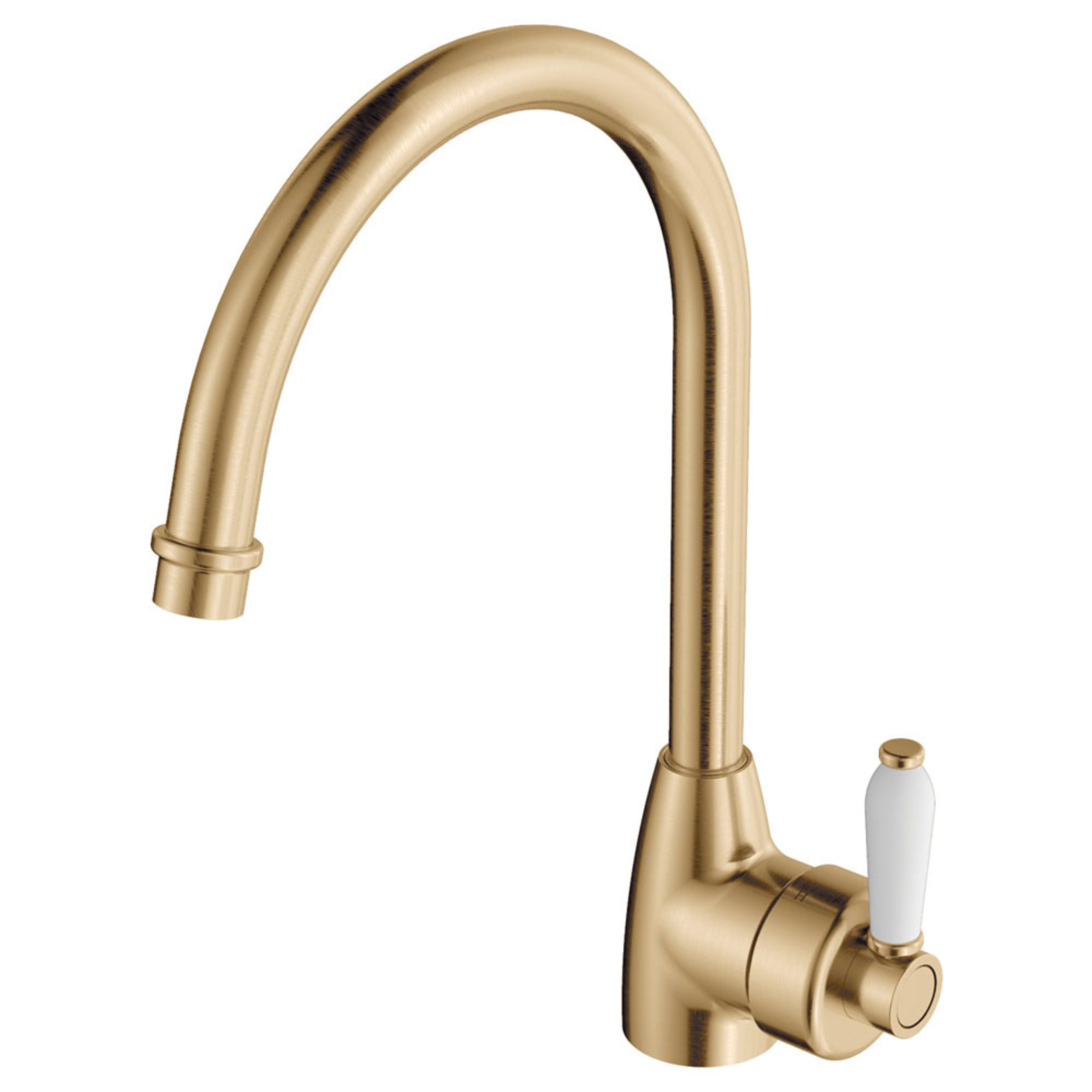 FIENZA ELEANOR GOOSENECK SINK MIXER 338MM CERAMIC HANDLE URBAN BRASS