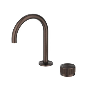 BELLA VISTA MICA FLUTED GOOSENECK HOB BASIN MIXER SET 225MM DUSK BRONZE