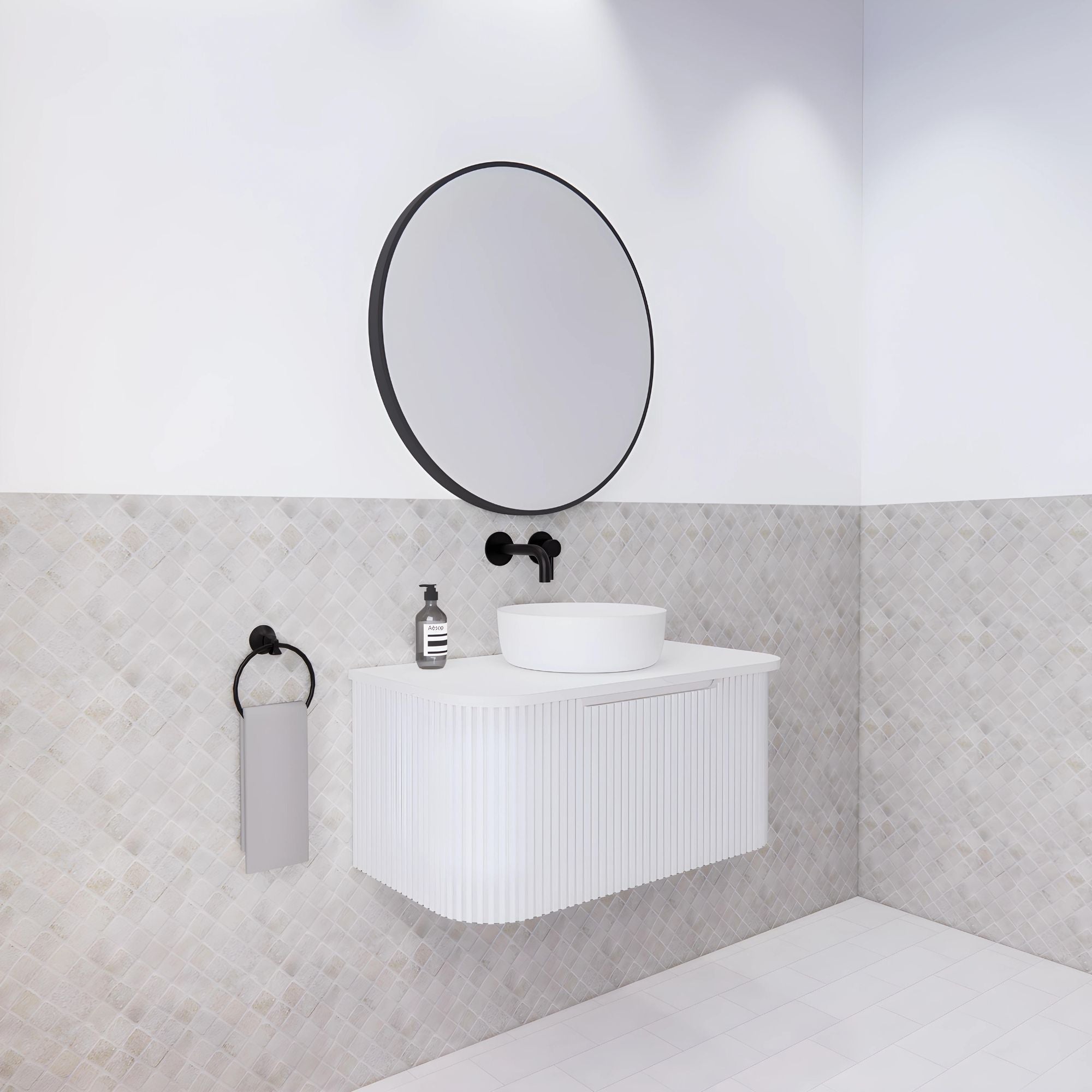 RIVA BERGEN MATTE WHITE 900MM SINGLE BOWL WALL HUNG VANITY