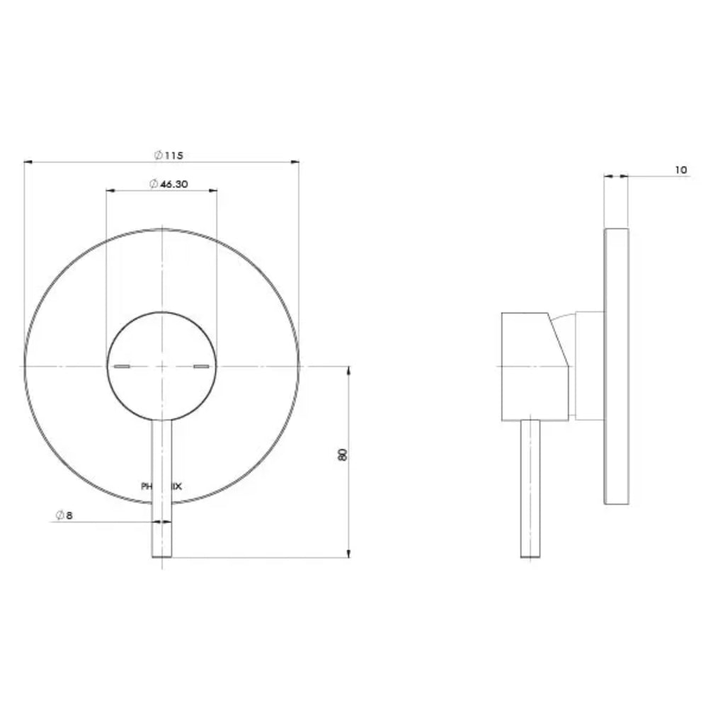 PHOENIX PINA SHOWER AND WALL MIXER WITH TRIM KIT AND BODY 115MM BRUSHED NICKEL