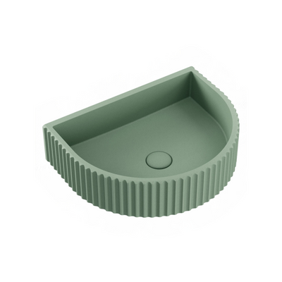 FIENZA VALENTINA FLUTED CONCRETE WALL HUNG BASIN SAGE 465MM