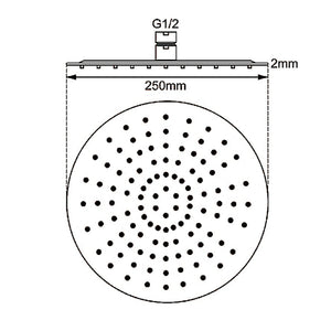 AQUAPERLA ROUND SHOWER HEAD 250MM MATTE BLACK