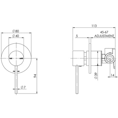 PHOENIX VIVID SLIMLINE SWITCHMIX LEAD FREE WALL AND SHOWER MIXER BRUSHED CARBON