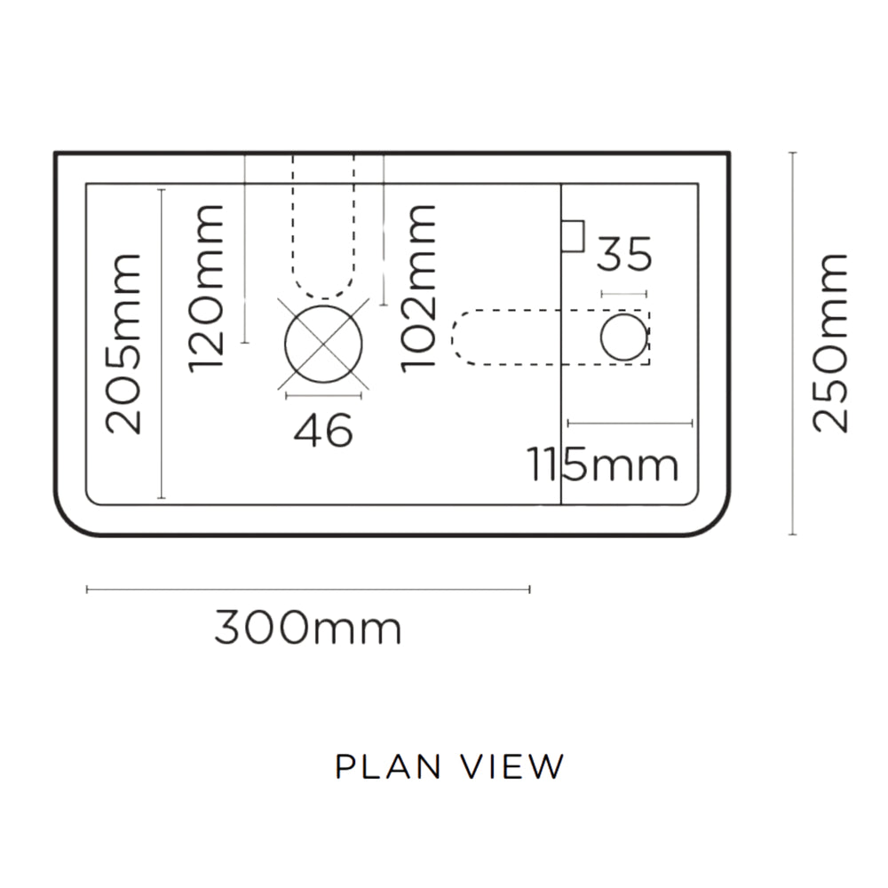 NOOD CO SHELF 01 WALL HUNG BASIN WITH NO TAP HOLE OLIVE 440MM