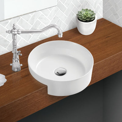 FIENZA REBA SEMI-RECESSED BASIN GLOSS WHITE 360MM