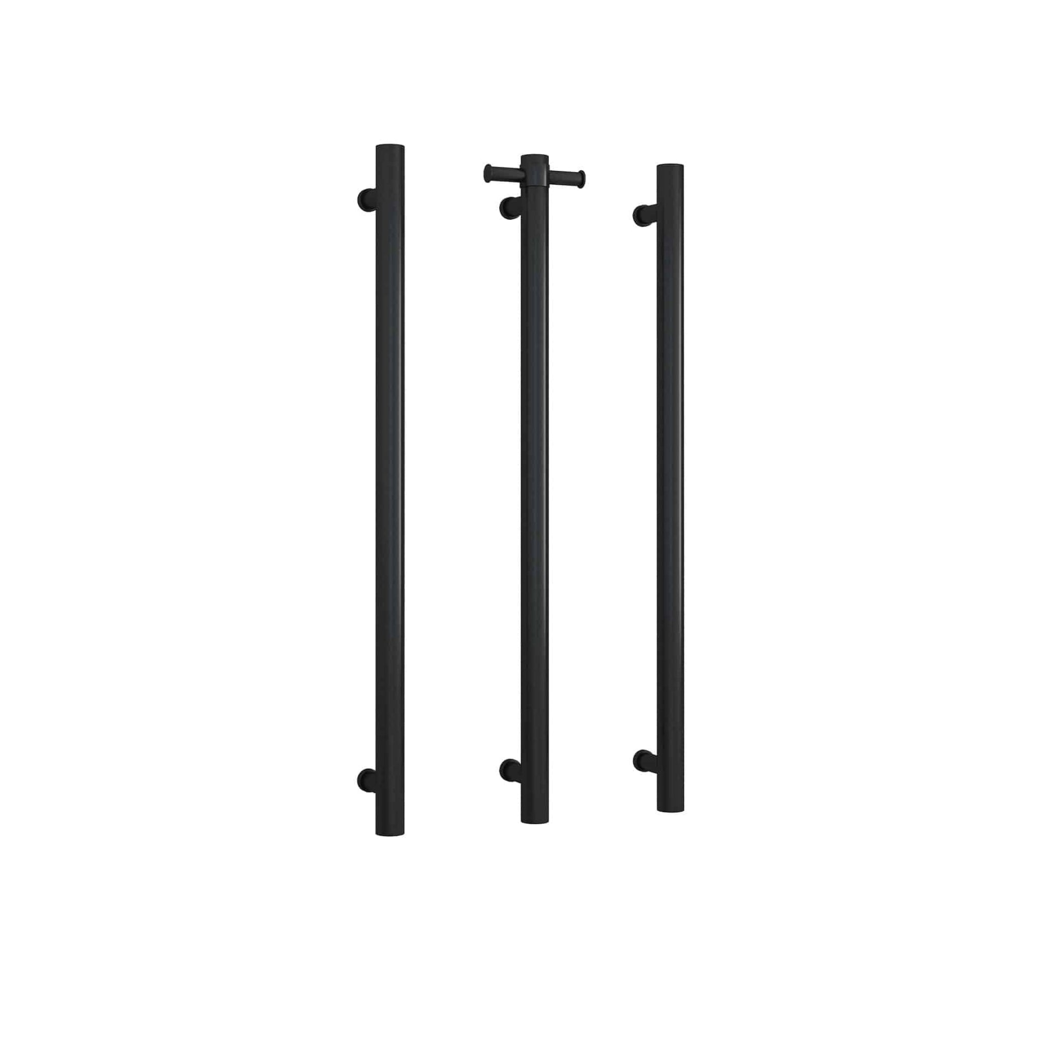 THERMOGROUP ROUND NON-HEATED VERTICAL SINGLE TOWEL RAIL MATTE BLACK 142MM