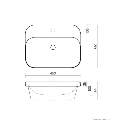 SEIMA LIMNI 450 INSET BASIN WITH OVERFLOW GLOSS WHITE 450MM