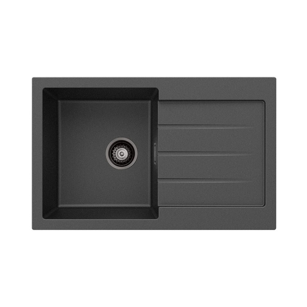 FIENZA KURO SINGLE BOWL KITCHEN SINK WITH DRAINER NO TAP HOLE 800MM