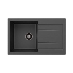 FIENZA KURO SINGLE BOWL KITCHEN SINK WITH DRAINER NO TAP HOLE 800MM