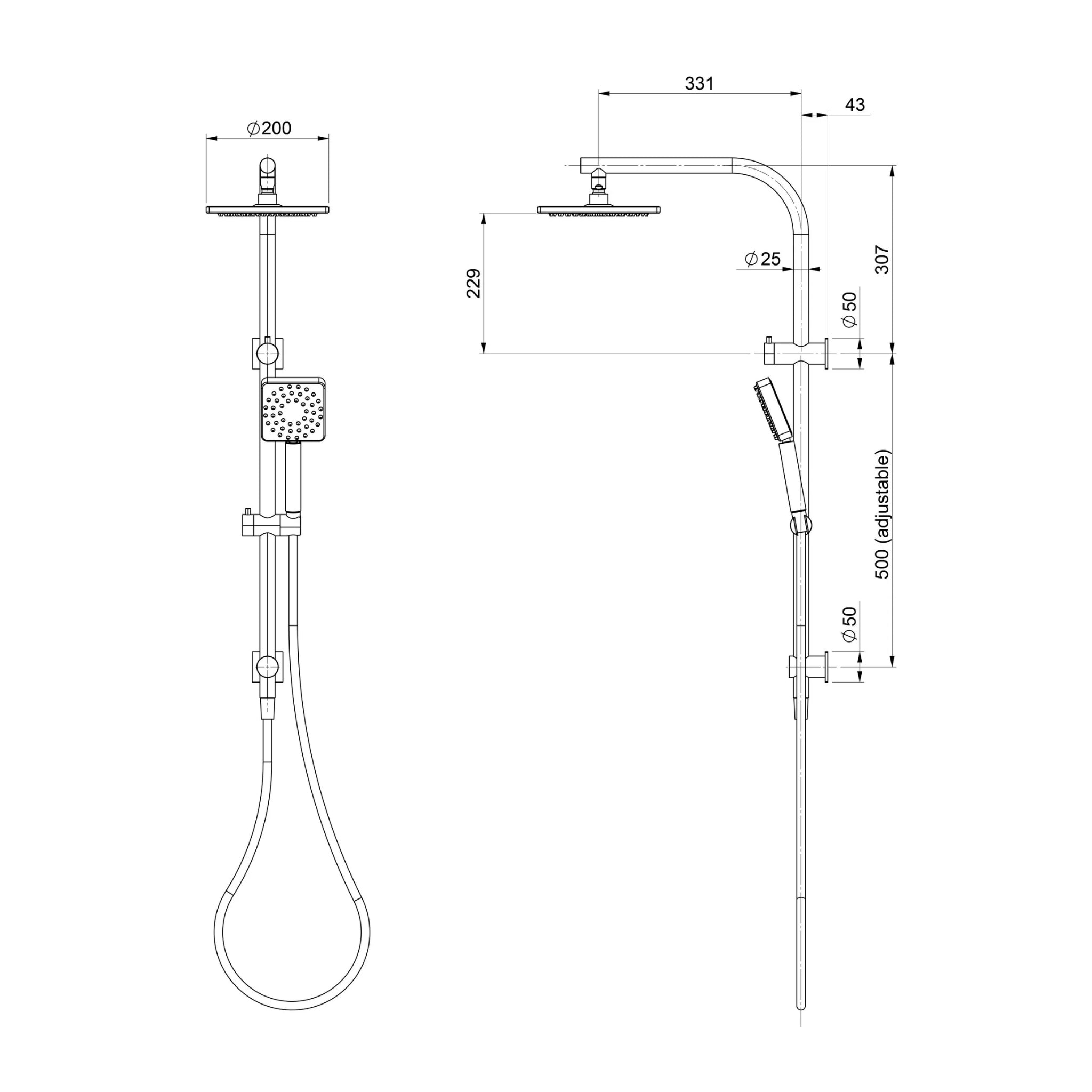 PHOENIX ENVIRO316 LEAD FREE TWIN SHOWER STAINLESS STEEL