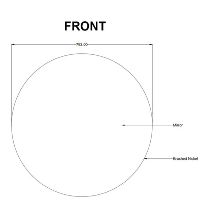 AQUAPERLA ROUND FRAMED CARYSIL MIRROR GUN METAL 800MM