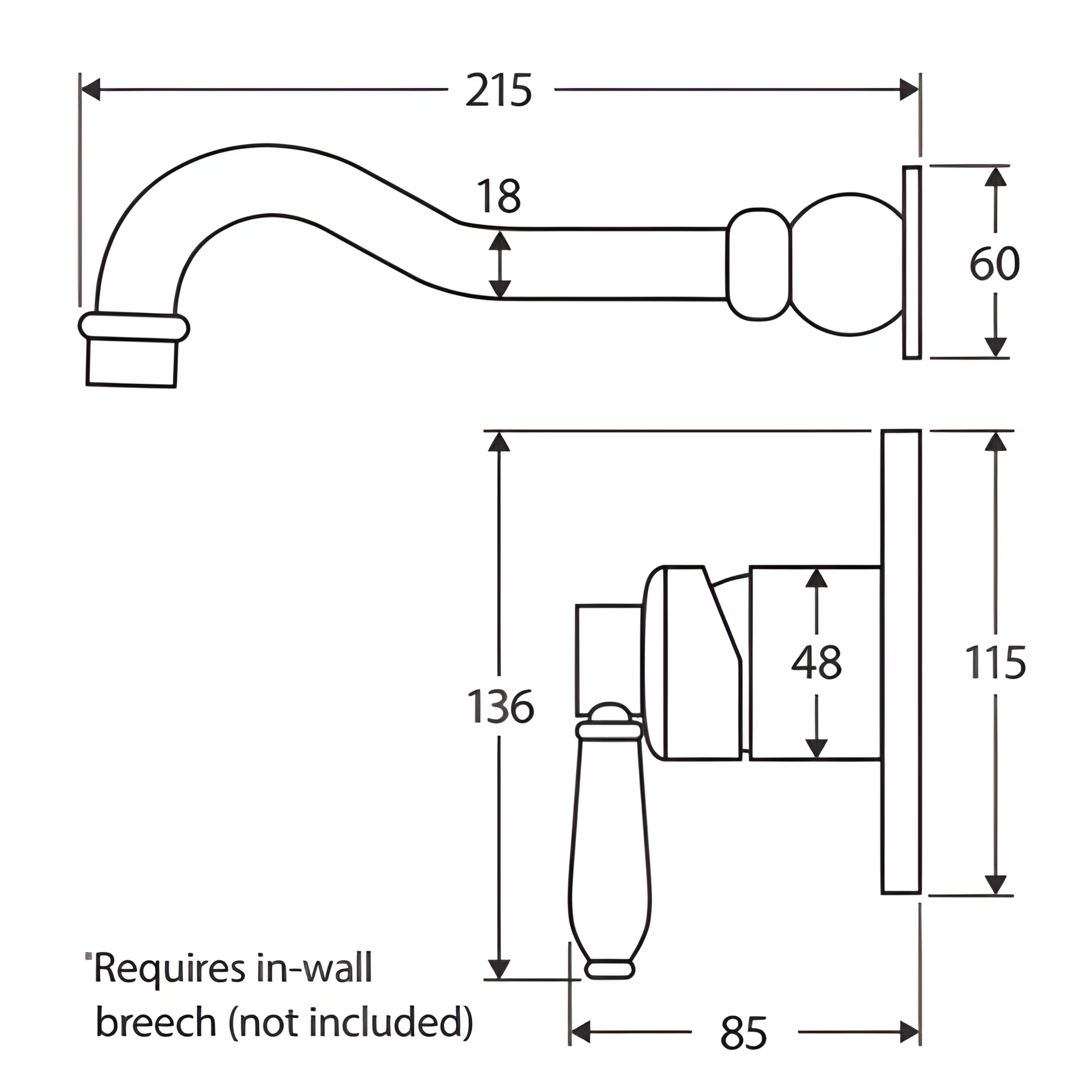 FIENZA ELEANOR WALL BASIN/BATH MIXER SET 215MM CHROME
