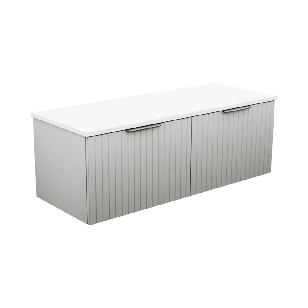 FIENZA BAYVIEW STONE GREY MATTE 1200MM DOUBLE BOWL WALL HUNG VANITY
