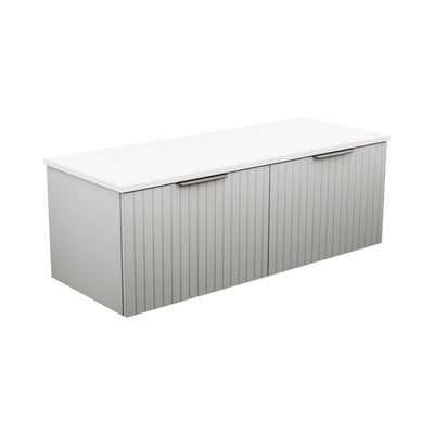 FIENZA BAYVIEW STONE GREY MATTE 1200MM DOUBLE BOWL WALL HUNG VANITY