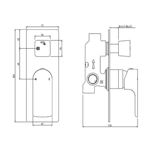 AQUAPERLA VOG WALL MIXER WITH DIVERTER 205MM BRUSHED NICKEL