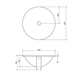 SEIMA SYROS 213 INSET BASIN WITH OVERFLOW GLOSS WHITE 400MM