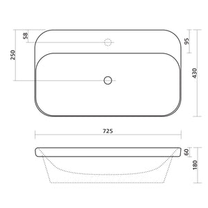 SEIMA LIMNI 725 INSET BASIN GLOSS WHITE 725MM