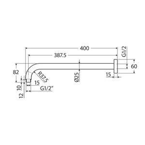 FIENZA KAYA SHOWER ARM 400MM GUN METAL