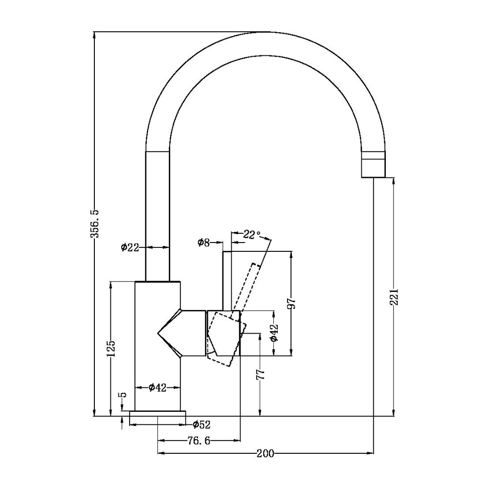NERO ZEN KITCHEN MIXER 356MM GRAPHITE