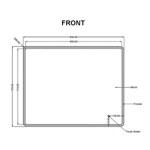 AQUAPERLA RECTANGULAR FRAMELESS 3 COLOUR FRONT-LIT LED MIRROR SILVER 900X750MM