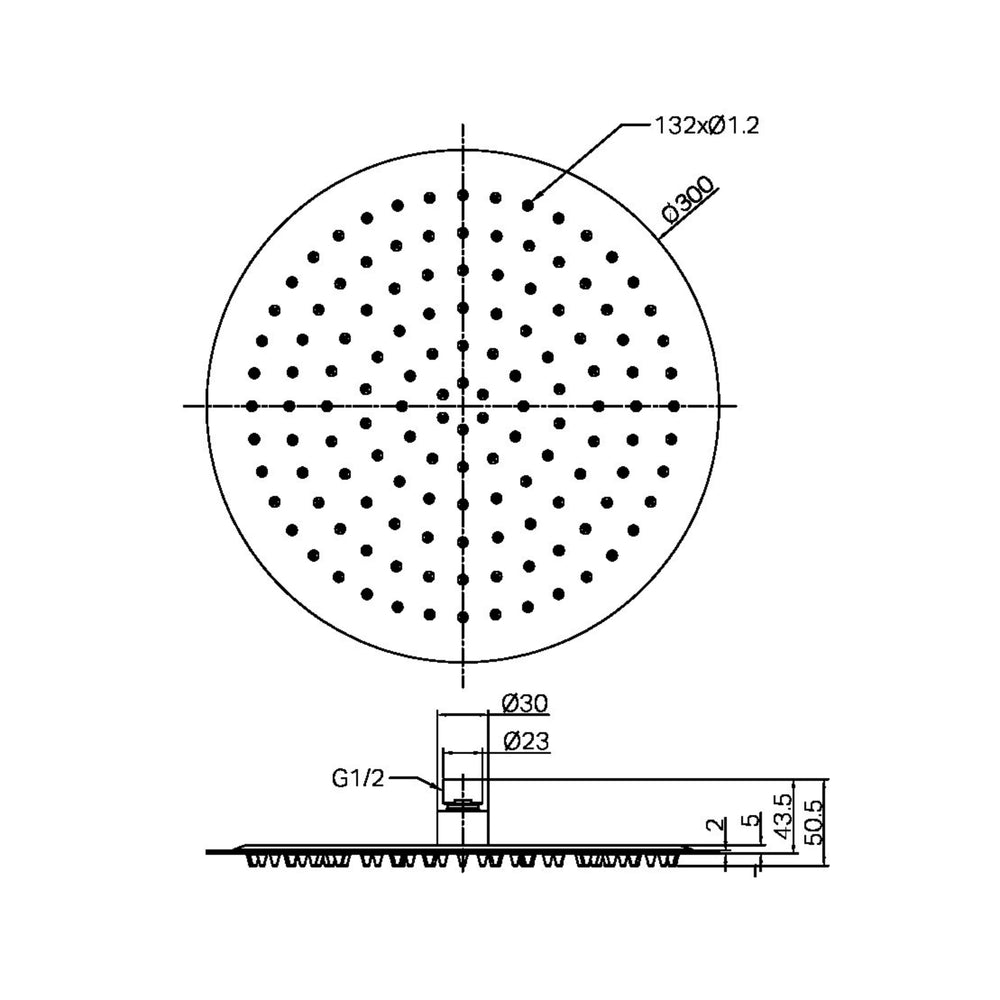 NERO ZEN ROUND SHOWER HEAD 300MM BRUSHED BRONZE