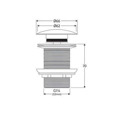 FIENZA POP-UP/POP-DOWN NON-OVERFLOW BASIN WASTE 32MM CHROME