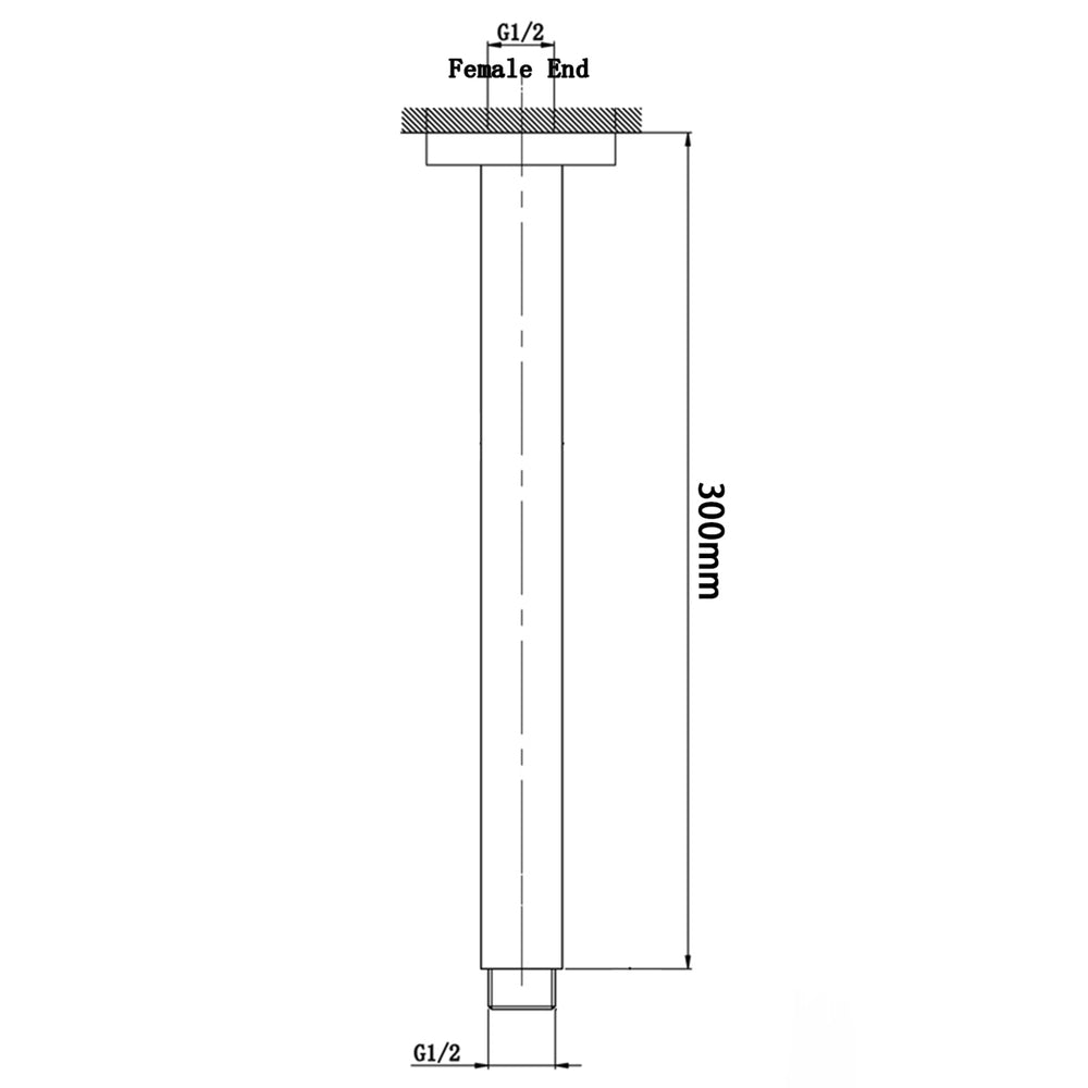 AQUAPERLA SQUARE CEILING SHOWER ARM 300MM CHROME