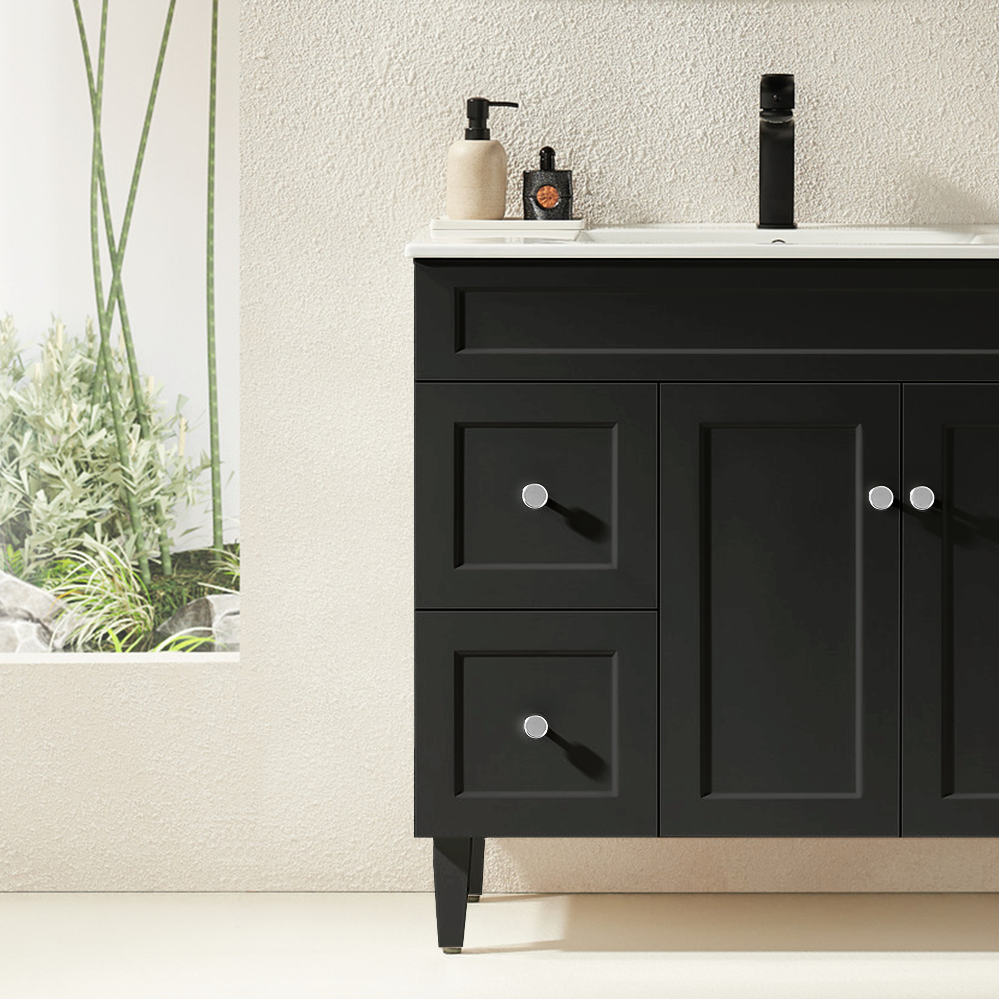 CETO HARRINGTON MATTE BLACK 900MM SINGLE BOWL FLOOR STANDING VANITY (AVAILABLE IN LEFT AND RIGHT HAND DRAWER)