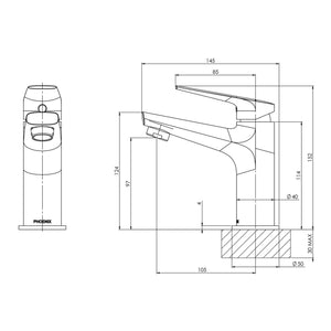 PHOENIX ARLO BASIN MIXER 152MM BRUSHED GOLD