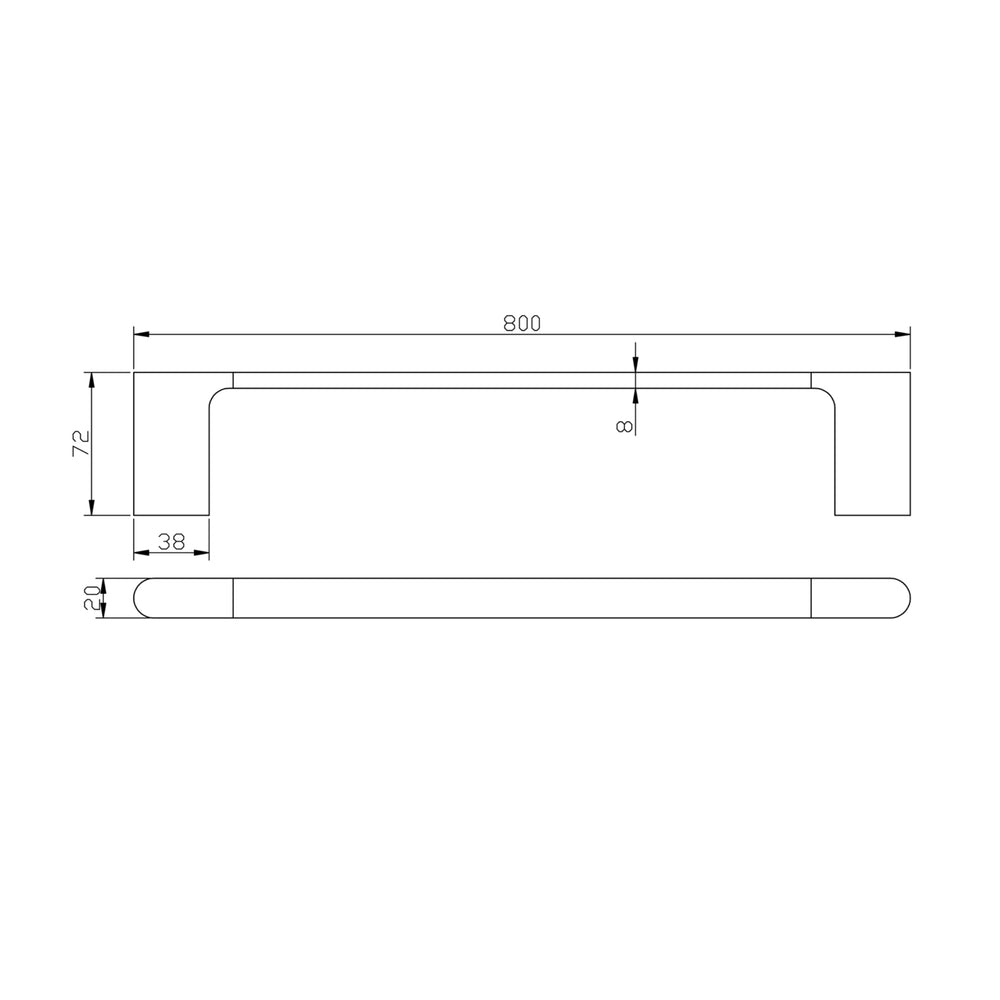AQUAPERLA AU SINGLE TOWEL RAIL BRUSHED BRASS 800MM