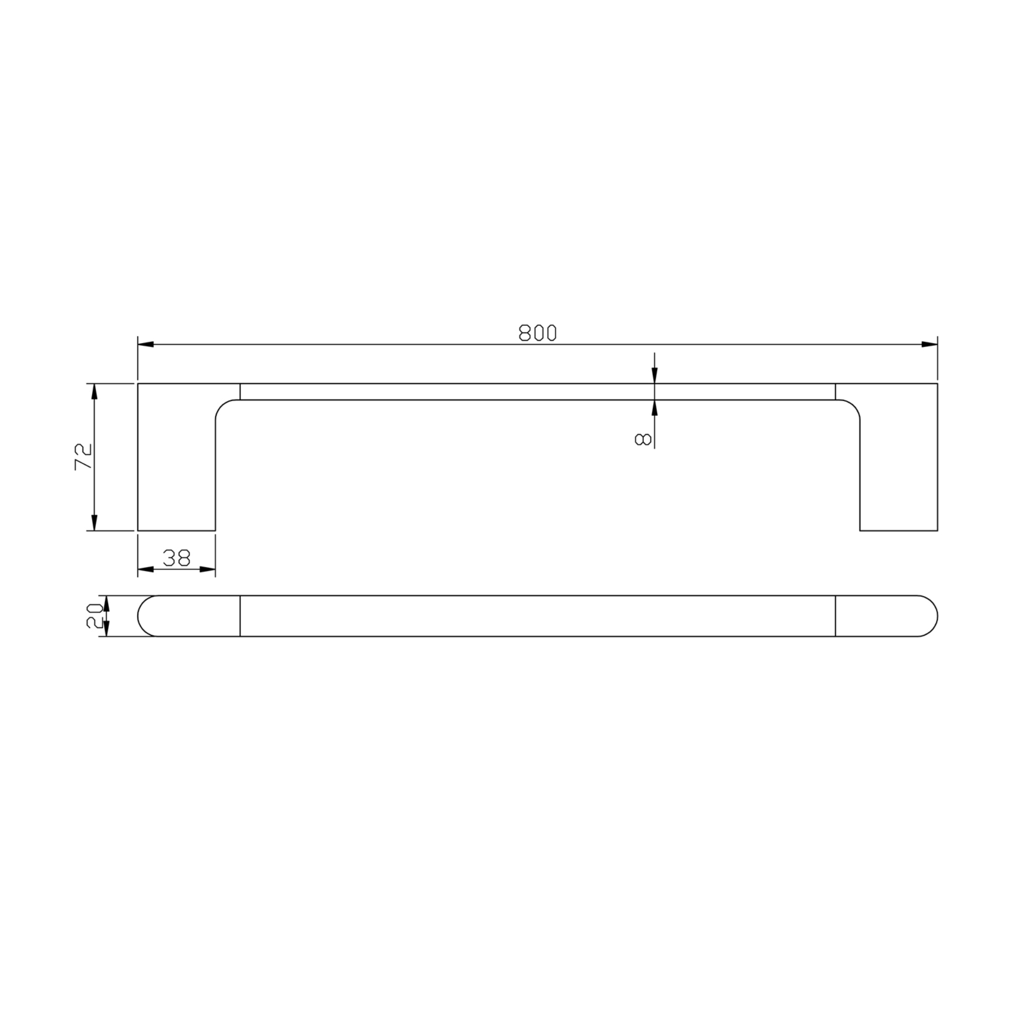 AQUAPERLA AU SINGLE TOWEL RAIL BRUSHED BRASS 800MM