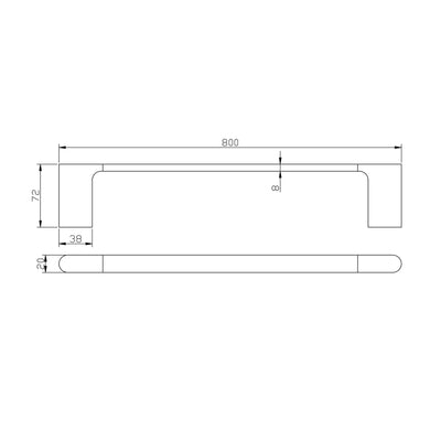 AQUAPERLA AU SINGLE TOWEL RAIL BRUSHED BRASS 800MM