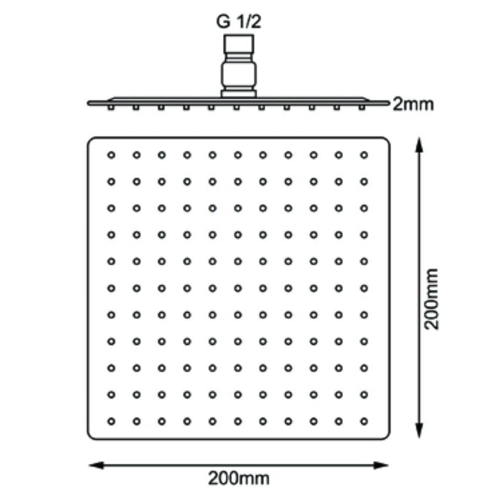 AQUAPERLA SQUARE SHOWER HEAD 200MM ROSE GOLD